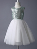 Blumenmädchen Kleider A-Linie- Mintgrün Abendkleider für Hochzeit knielang mit Rundkragen und Pailletten bestickt ärmellos kleid blumenmädchen