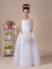 Blumenmädchen Kleider A-Linie- Weiß Abendkleider für Hochzeit bodenlang viereckiger Ausschnitt Organza ärmellos kleid blumenmädchen