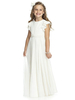 Blumenmädchen Kleider A-Linie- Weiß Abendkleider für Hochzeit knöchellang mit Rundkragen Hochzeit Chiffon Kurzarm kleid blumenmädchen