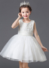 Blumenmädchen Kleider A-Linie- Weiß Abendkleider für Hochzeit knielang mit Rundkragen Hochzeit Satingewebe ärmellos kleid blumenmädchen