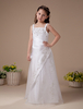 Blumenmädchen Kleider A-Linie- Weiß Abendkleider für Hochzeit Mädchenbekleidung bodenlang viereckiger Ausschnitt Hochzeit Satingewebe ärmellos