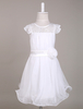 Blumenmädchen Kleider A-Linie- Weiß Abendkleider für Hochzeit Mädchenbekleidung knielang mit Rundkragen Hochzeit Tüll ärmellos kleid blumenmädchen