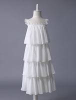 Blumenmädchen Kleider Abendkleider für Hochzeit Chiffon ärmellos A-Linie- Hochzeit bodenlang kleid blumenmädchen mit Reißverschluss