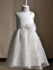 Blumenmädchen Kleider Abendkleider für Hochzeit Satingewebe ärmellos A-Linie- Hochzeit mit Rundkragen kleid blumenmädchen wadenlang