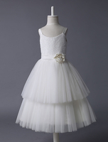 Blumenmädchen Kleider Abendkleider für Hochzeit Satingewebe ärmellos A-Linie- Hochzeit wadenlang kleid blumenmädchen mit Reißverschluss