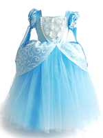 Blumenmädchen Kleider Babyblau Abendkleider für Hochzeit Polyester Kurzarm A-Linie- Hochzeit mit Rundkragen kleid blumenmädchen knöchellang