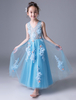 Blumenmädchen Kleider Blau Abendkleider für Hochzeit Tüll 1/2 Ärmel A-Linie- Hochzeit V-Ausschnitt kleid blumenmädchen knöchellang mit Schnürung