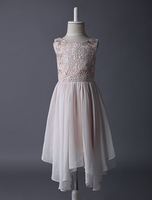 Blumenmädchen Kleider Blushrosa Abendkleider für Hochzeit Satingewebe ärmellos A-Linie- Hochzeit mit Rundkragen kleid blumenmädchen wadenlang