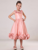 Blumenmädchen Kleider Blushrosa Abendkleider für Hochzeit Taft Kleider für Wienblumenmädchen ärmellos A-Linie- Hochzeit mit Rundkragen