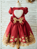 Blumenmädchen Kleider Burgunderrot Abendkleider für Hochzeit Satingewebe Kurzarm Prinzessin Hochzeit mit Rundkragen kleid blumenmädchen knielang