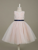 Blumenmädchen Kleider Champagner Abendkleider für Hochzeit Satingewebe ärmellos A-Linie- Hochzeit mit Rundkragen kleid blumenmädchen knielang