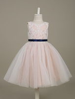 Blumenmädchen Kleider Champagner Abendkleider für Hochzeit Satingewebe ärmellos A-Linie- Hochzeit mit Rundkragen kleid blumenmädchen knielang
