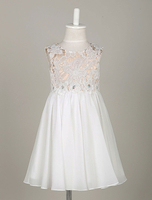 Blumenmädchen Kleider Champagner Abendkleider für Hochzeit Satingewebe ärmellos A-Linie- Hochzeit mit Rundkragen kleid blumenmädchen wadenlang