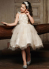 Blumenmädchen Kleider Champagner Abendkleider für Hochzeit Tüll ärmellos Prinzessin Hochzeit viereckiger Ausschnitt kleid blumenmädchen