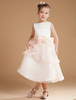 Blumenmädchen Kleider Champagner Abendkleider für Hochzeit Satingewebe ärmellos A-Linie- Hochzeit mit Rundkragen kleid blumenmädchen wadenlang