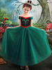Blumenmädchen Kleider Dunkelgrün Abendkleider für Hochzeit Satingewebe Kurzarm Prinzessin Hochzeit mit Bateau-Kragen kleid blumenmädchen