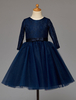 Blumenmädchen Kleider Dunkelmarineblau Abendkleider für Hochzeit Satingewebe ärmellos A-Linie- Hochzeit mit Rundkragen kleid blumenmädchen knielang