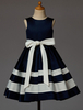 Blumenmädchen Kleider Dunkelmarineblau Abendkleider für Hochzeit Satingewebe ärmellos A-Linie- Hochzeit mit Rundkragen kleid blumenmädchen knielang
