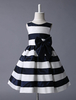 Blumenmädchen Kleider Dunkelmarineblau Abendkleider für Hochzeit Taft ärmellos A-Linie- Hochzeit mit Rundkragen kleid blumenmädchen knielang