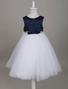 Blumenmädchen Kleider Dunkelmarineblau Abendkleider für Hochzeit Tüll ärmellos Prinzessin Hochzeit mit Rundkragen kleid blumenmädchen knielang