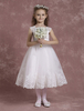 Blumenmädchen Kleider Elfenbeinfarbe Abendkleider für Hochzeit Satingewebe A-Linie- mit Rundkragen Hochzeit wadenlang kleid blumenmädchen