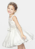 Blumenmädchen Kleider Elfenbeinfarbe Abendkleider für Hochzeit Satingewebe ärmellos Prinzessin Hochzeit mit Rundkragen kleid blumenmädchen