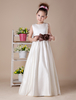 Blumenmädchen Kleider Elfenbeinfarbe Abendkleider für Hochzeit Satingewebe ärmellos Prom- Hochzeit mit Rundkragen kleid blumenmädchen bodenlang