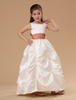 Blumenmädchen Kleider Elfenbeinfarbe Abendkleider für Hochzeit Satingewebe ärmellos Prom- Hochzeit mit Rundkragen kleid blumenmädchen bodenlang