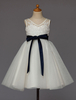 Blumenmädchen Kleider Elfenbeinfarbe Abendkleider für Hochzeit Spitze ärmellos A-Linie- Hochzeit mit Rundkragen kleid blumenmädchen knielang