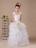 Blumenmädchen Kleider Elfenbeinfarbe Abendkleider für Hochzeit Taft ärmellos Prinzessin Hochzeit viereckiger Ausschnitt bodenlang
