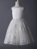 Blumenmädchen Kleider Elfenbeinfarbe Abendkleider für Hochzeit Tüll ärmellos A-Linie- Hochzeit mit Rundkragen kleid blumenmädchen knielang