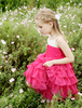 Blumenmädchen Kleider Fuchsienfarbig Abendkleider für Hochzeit Satingewebe Günstige Blumenmädchenkleider ärmellos viereckiger Ausschnitt Hochzeit