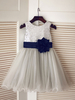 Blumenmädchen Kleider Grau Abendkleider für Hochzeit mit Pailletten bestickt ärmellos Prinzessin Hochzeit und Rundkragen kleid blumenmädchen knielang