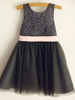 Blumenmädchen Kleider Grau Abendkleider für Hochzeit Tüll ärmellos Prinzessin Hochzeit mit Rundkragen kleid blumenmädchen knielang und Reißverschluss