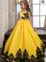 Blumenmädchen Kleider Grün Abendkleider für Hochzeit gemischten Baumwollen ärmellos Prom- Hochzeit mit Rundkragen kleid blumenmädchen knöchellang