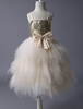 Blumenmädchen Kleider Hellgolden Abendkleider für Hochzeit mit Pailletten bestickt ärmellos A-Linie- Hochzeit wadenlang kleid blumenmädchen