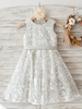 Blumenmädchen Kleider Hellgrau Abendkleider für Hochzeit Satingewebe ärmellos Prinzessin Hochzeit mit Rundkragen kleid blumenmädchen knielang