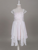 Blumenmädchen Kleider Hellrosa Abendkleider für Hochzeit Chiffon Kurzarm A-Linie- Hochzeit viereckiger Ausschnitt kleid blumenmädchen knielang