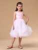 Blumenmädchen Kleider Hellrosa Abendkleider für Hochzeit Organza ärmellos A-Linie- Hochzeit Designender Ausschnitt kleid blumenmädchen wadenlang