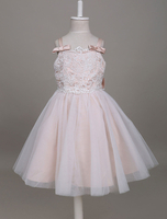 Blumenmädchen Kleider Hellrosa Abendkleider für Hochzeit Satingewebe ärmellos Prinzessin Hochzeit viereckiger Ausschnitt kleid blumenmädchen