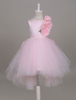 Blumenmädchen Kleider Hellrosa Abendkleider für Hochzeit Satingewebe ärmellos Prinzessin mit Rundkragen und unsymmetrischem Design