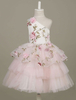 Blumenmädchen Kleider Hellrosa Abendkleider für Hochzeit Satingewebe ärmellos A-Linie- Hochzeit Einschulter kleid blumenmädchen knielang