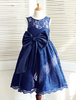 Blumenmädchen Kleider Königsblau Abendkleider für Hochzeit Satingewebe ärmellos Prom- Hochzeit mit Rundkragen kleid blumenmädchen knielang