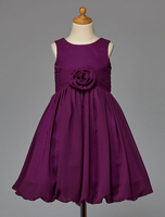 Blumenmädchen Kleider Magenta Abendkleider für Hochzeit Chiffon ärmellos A-Linie- Hochzeit mit Rundkragen kleid blumenmädchen knielang