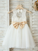 Blumenmädchen Kleider milchweiß Abendkleider für Hochzeit Tüll ärmellos Prinzessin Hochzeit mit Rundkragen kleid blumenmädchen knielang