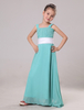 Blumenmädchen Kleider Mintgrün Abendkleider für Hochzeit Chiffon Kinder Ballkleider ärmellos Etui- Hochzeit viereckiger Ausschnitt