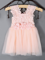 Blumenmädchen Kleider Peach Abendkleider für Hochzeit Tüll Mädchen Abendmode & Festliche Kleider ärmellos Prinzessin Hochzeit viereckiger Ausschnitt