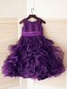 Blumenmädchen Kleider Pflaume Abendkleider für Hochzeit Satingewebe ärmellos Prinzessin Hochzeit mit Rundkragen kleid blumenmädchen knielang
