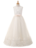 Blumenmädchen Kleider Prinzessin Champagner Abendkleider für Hochzeit bodenlang mit Rundkragen Satingewebe ärmellos kleid blumenmädchen