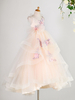 Blumenmädchen Kleider Prinzessin Champagner Abendkleider für Hochzeit mit Schleppe V-Ausschnitt Satingewebe ärmellos kleid blumenmädchen
